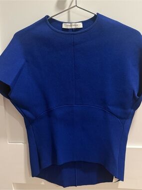 Scanlan Theodore Cobalt Blue Crepe Knit Top
